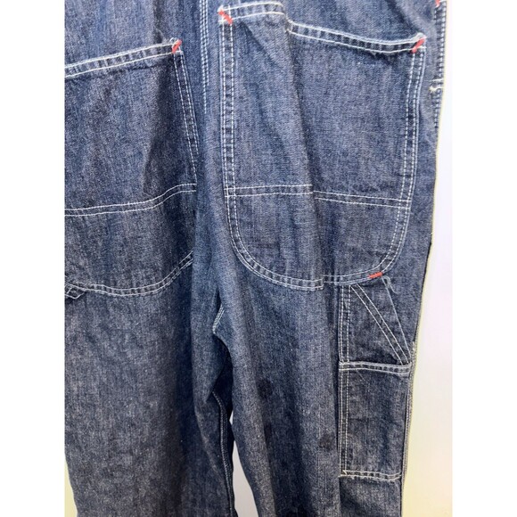 Vintage 90's Big Mac Denim Overalls Carpenter Workwear Wide Leg USA Made (S/M) - Picture 7 of 9